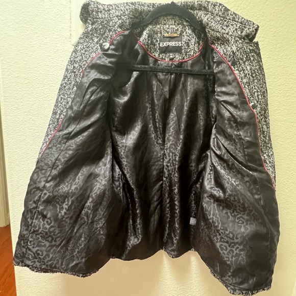 Express Women's Black and White Tweed Jacket Pea Coat - Picture 6 of 6